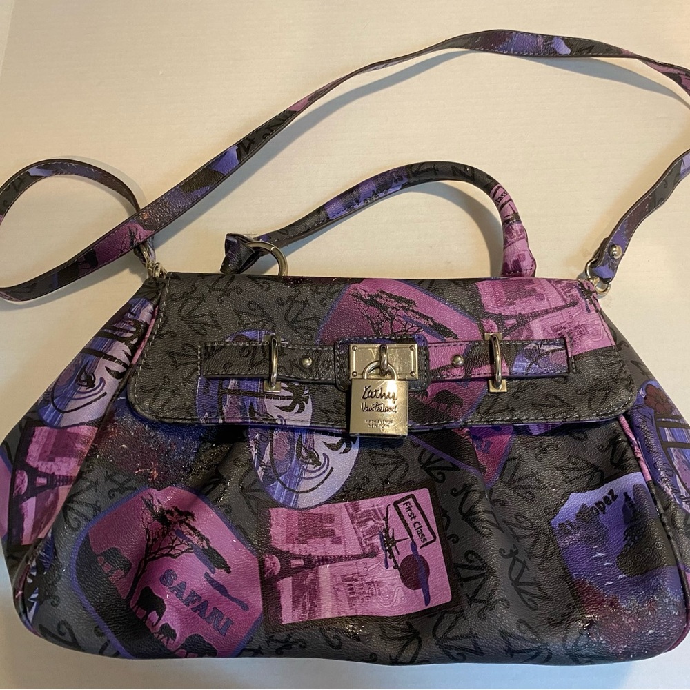 Kathy Van Zeeland Purple and Black Designer Bag